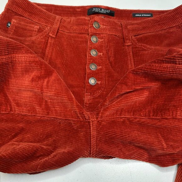 Judy Blue Jeans Womens 15 32 Corduroy Ankle Straight Rust Red Orange Preppy EUC - Picture 13 of 13